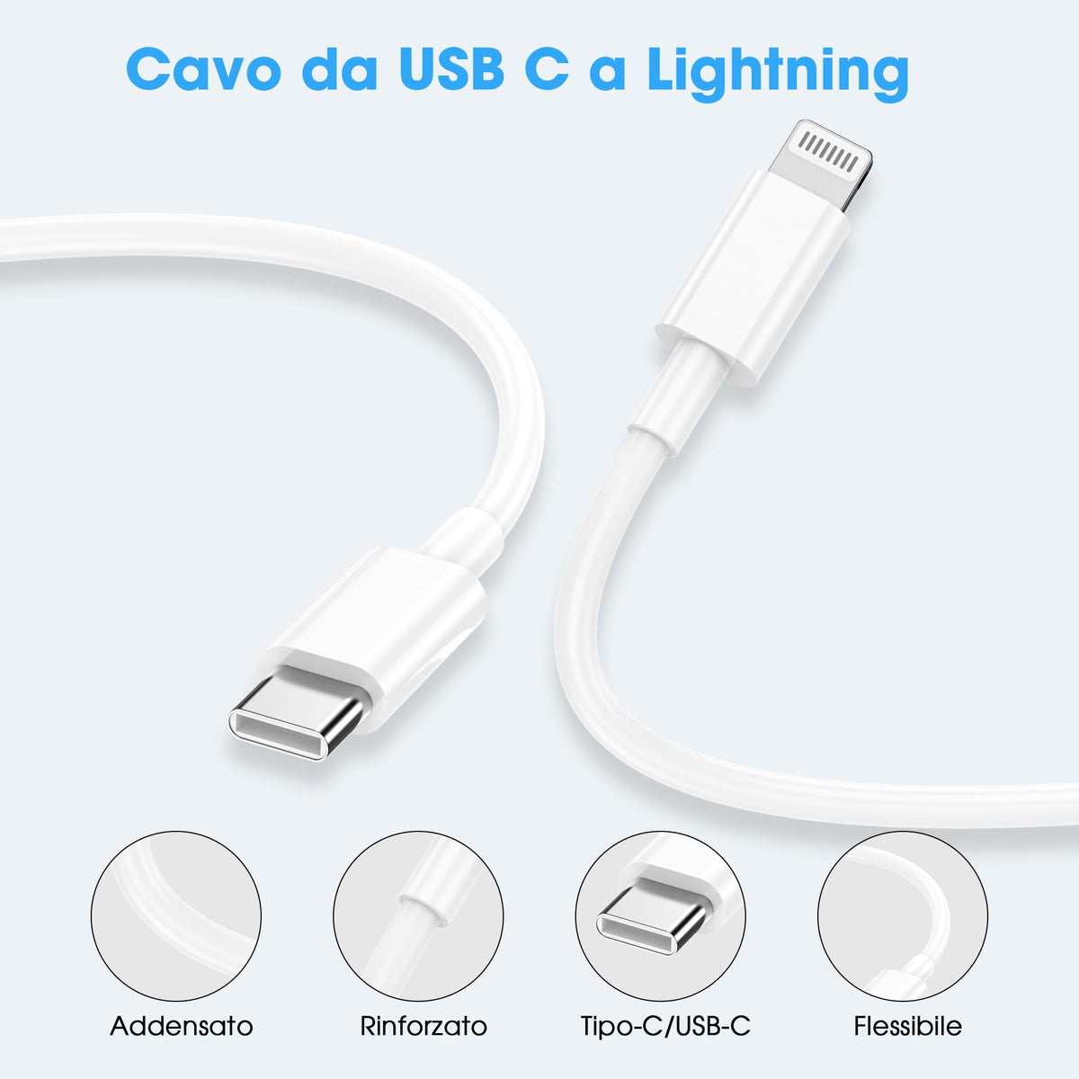 BSTOEM USB C to Lightning Cable, iPhone Charger 2Pack 1M +2M MFi Certified
