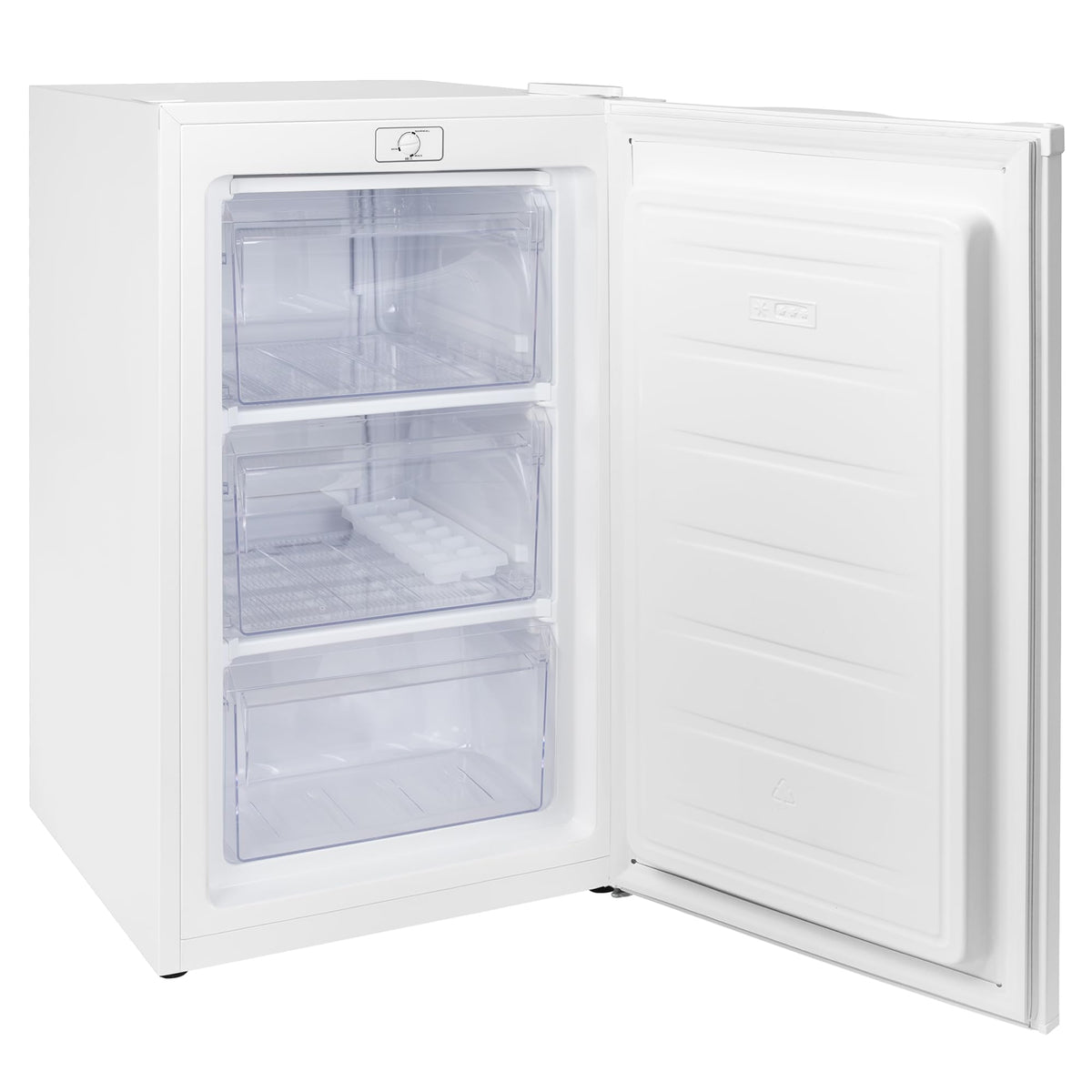 Russell Hobbs 60L Freestanding Undercounter Freezer in Black, 48cm Wide, 4-Star Freezer Rating, With Adjustable Feet & Reversible Door, Manual Temperature Control and 3 x Drawers, RH85UCFZ482E1B