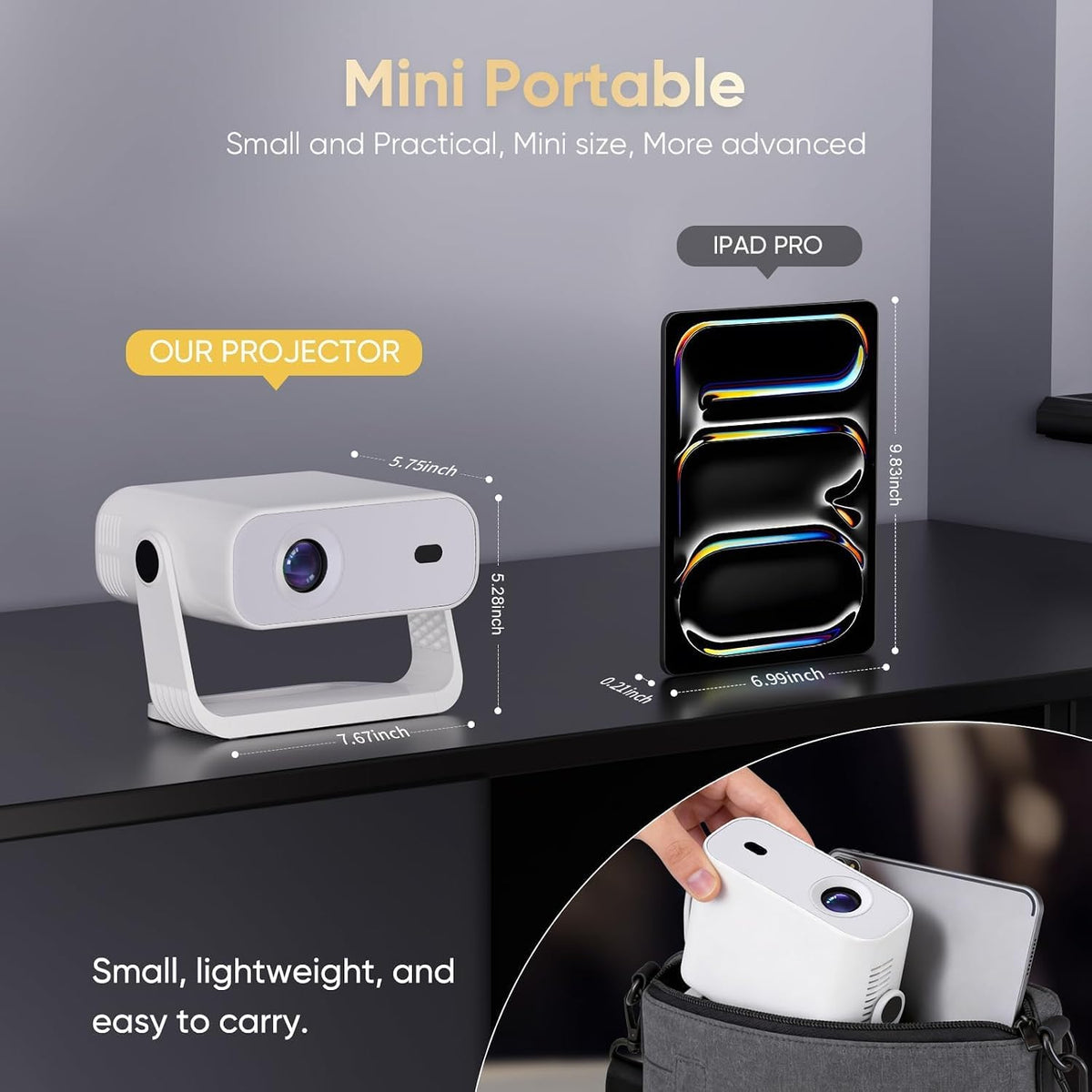 2026 New Smart Projector Built-in Apps Android 14 Native 1080P 4K Supported