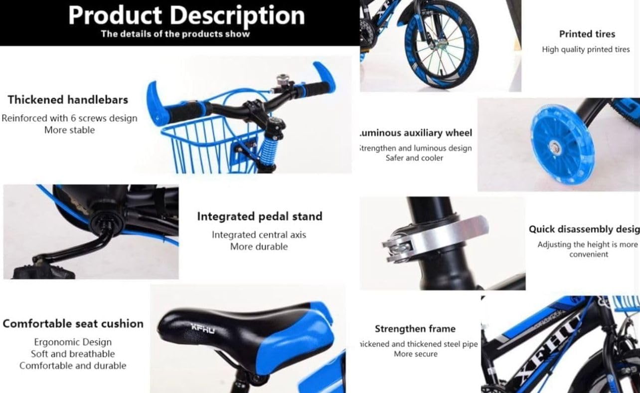 Kids Boys Bike 20" with Stabilisers, Basket, Bell & Water Bottle — Adjustable Seat & Handlebars