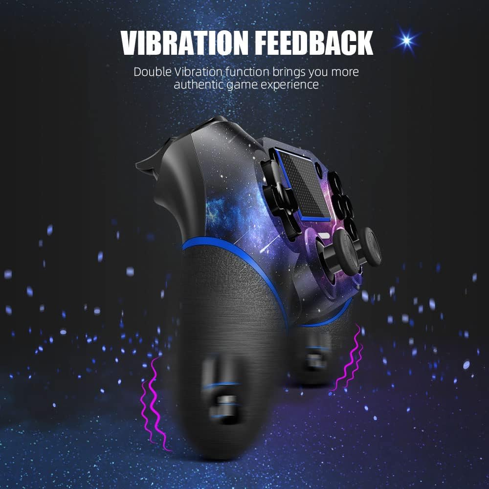 AceGamer Wireless Controller for PS4 Game Compatible with PS4/Pro/PC with Motion Motors and Audio Function,Mini LED Indicator,USB Cable and Anti-Slip (Starry Sky)