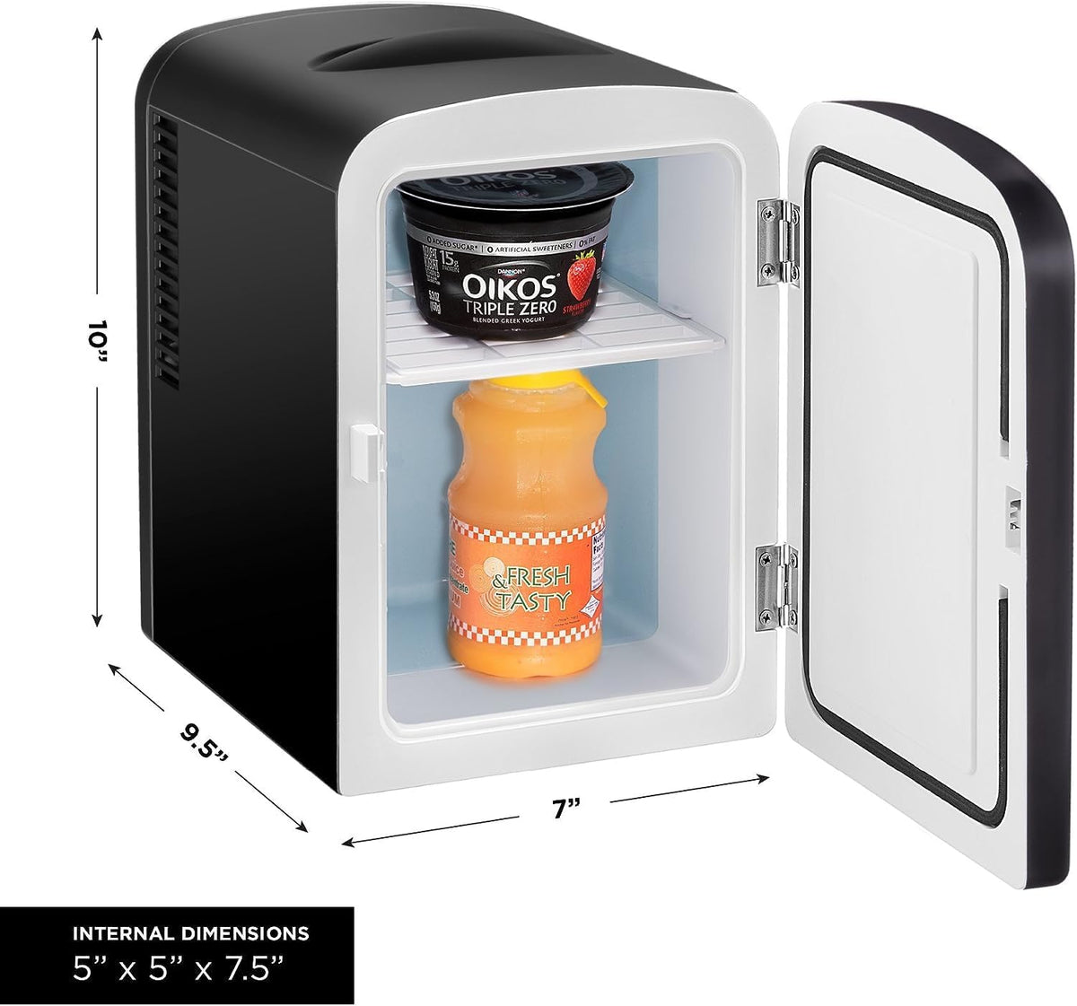 Iceman Mini Portable Eraser Personal Fridge, Cools & Heats, 4 Litre Capacity, Chills 6 12oz cans, 100% Freon-Free & Eco Friendly, Includes Plugs for Home Outlet & 12V Car Charger, Black