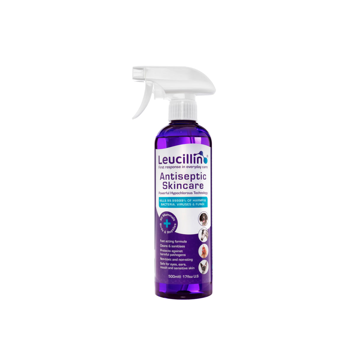 Leucillin Natural Antiseptic Spray 150ml - Antibacterial Antifungal Antiviral for Dogs Cats All Animals Itchy Skin Minor Wound Care and Skin Health | 150ml