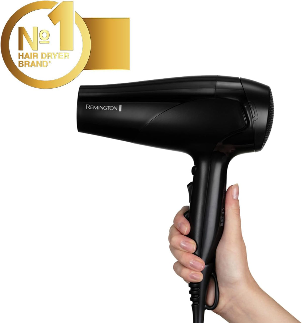 Remington Hair Dryer Ionic (Powerful, Fast Professional Styling, Diffuser, Concentrator, Ionic Conditioning for Frizz Free Hair, 3 Heat / 2 Speed Settings, Cool Shot, 2200W, Black) D3198