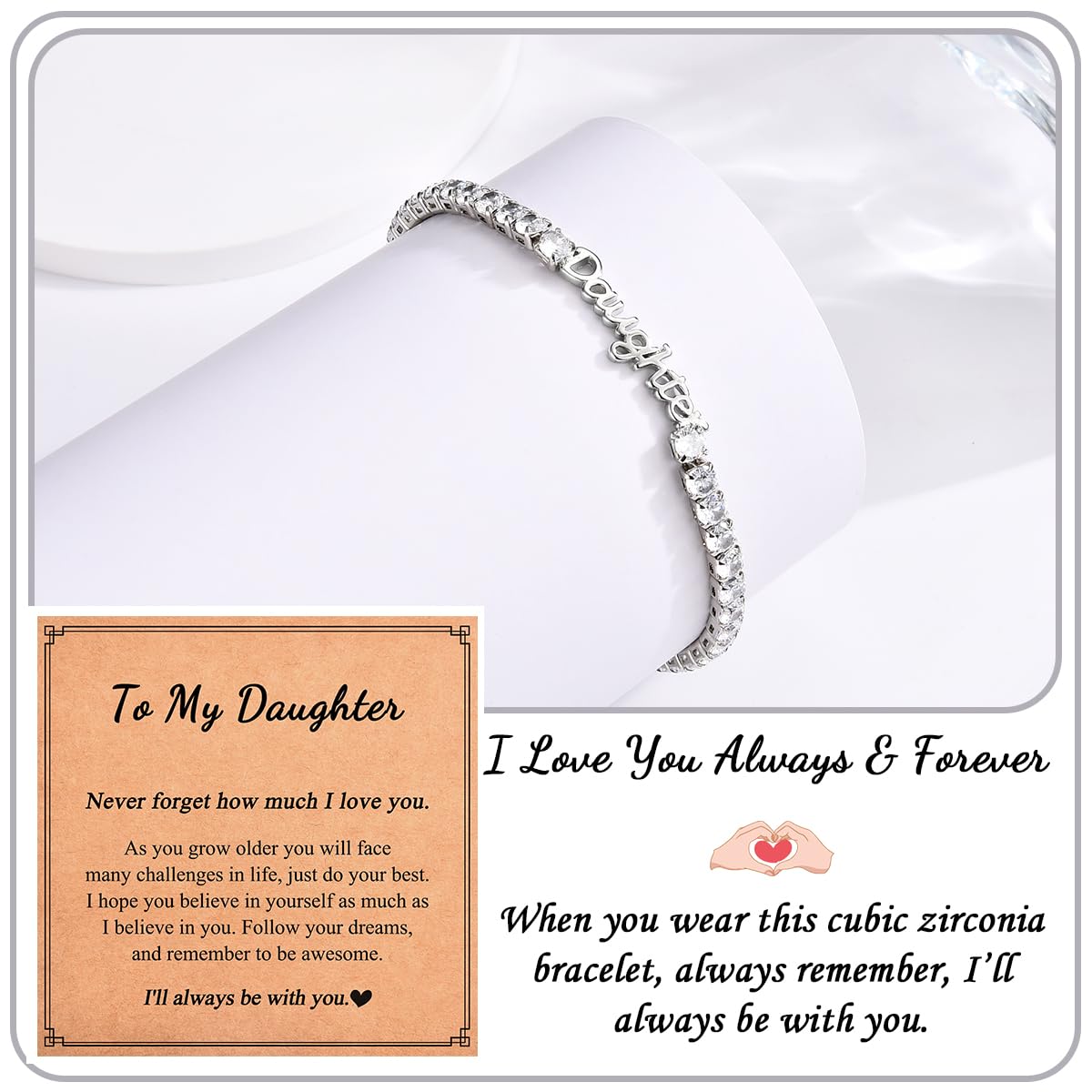 Birthday Gifts for Women Girls, Sparkling Cubic Zirconia Tennis Bracelet Gifts, Christmas Mothers Day Graduation Presents for Her