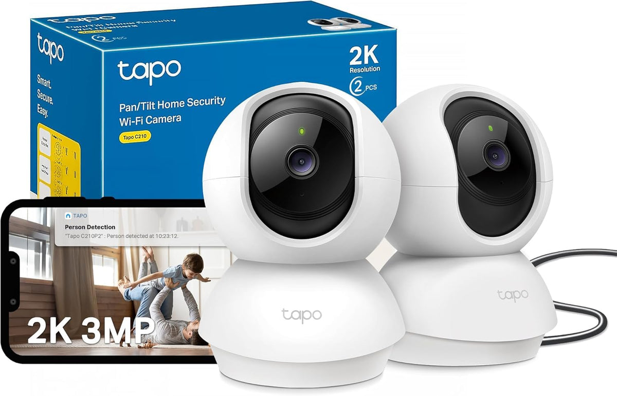 Tapo TP-Link 2K Pan Tilt Security Camera for Baby Monitor, Dog Camera w/Motion Detection, 2-Way Audio Siren, Night Vision, Cloud &SD Card Storage (Up to 256 GB), Works with Alexa & Google Home (C210)