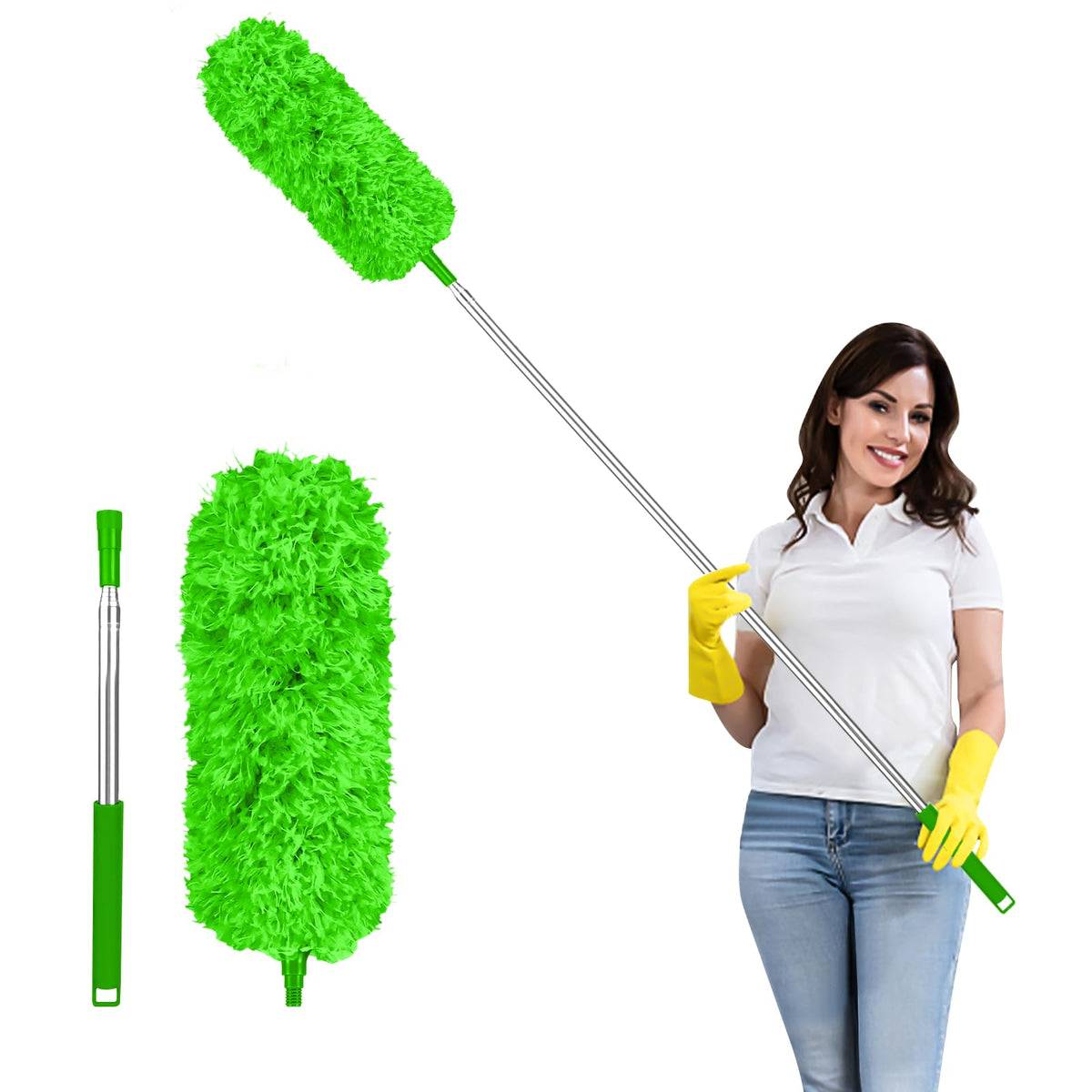 Fogray 2026 Upgraded 240cm Extendable Feather Duster with Soft Silicone Cap