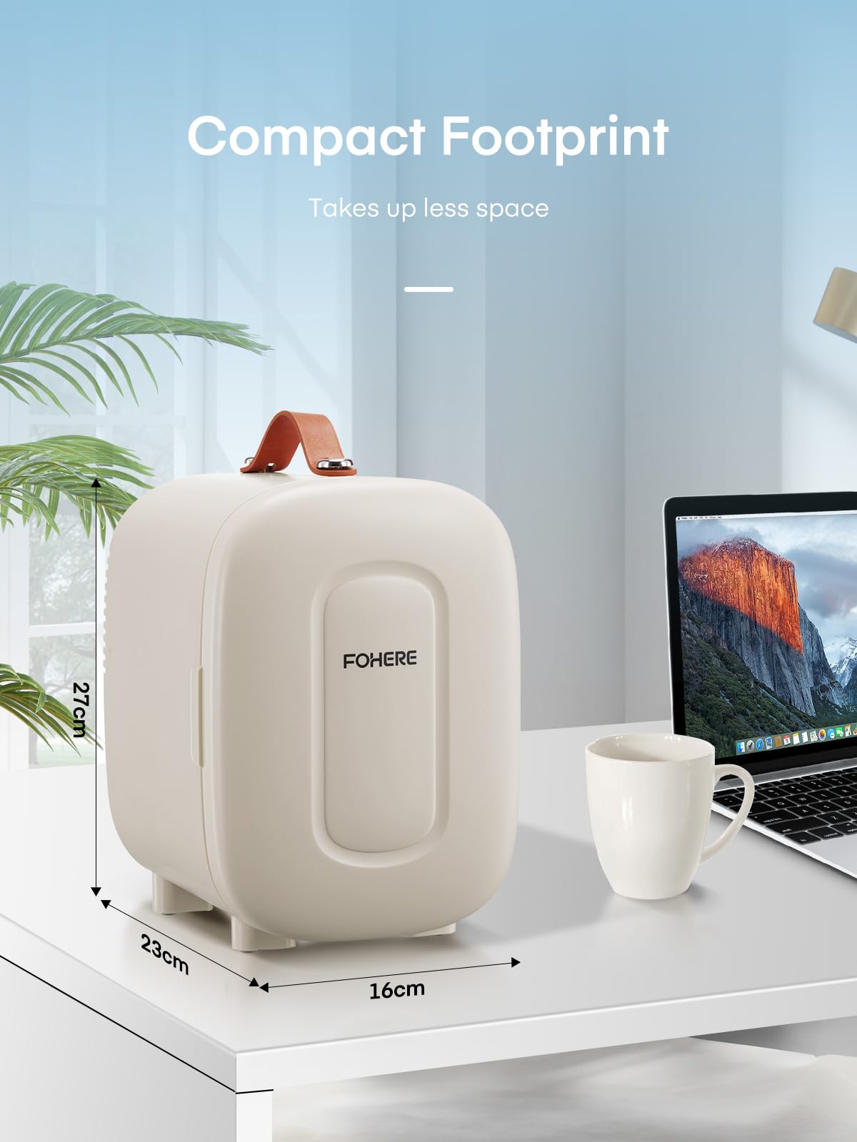 FOHERE Mini Fridge Portable, 5 Liter/6 Cans Small Fridge Cooler & Warmer, Quiet, DC/AC Power, Cmpact Mini Fridge for Bedrooms, Office, Skincare, Car, Travel, Black