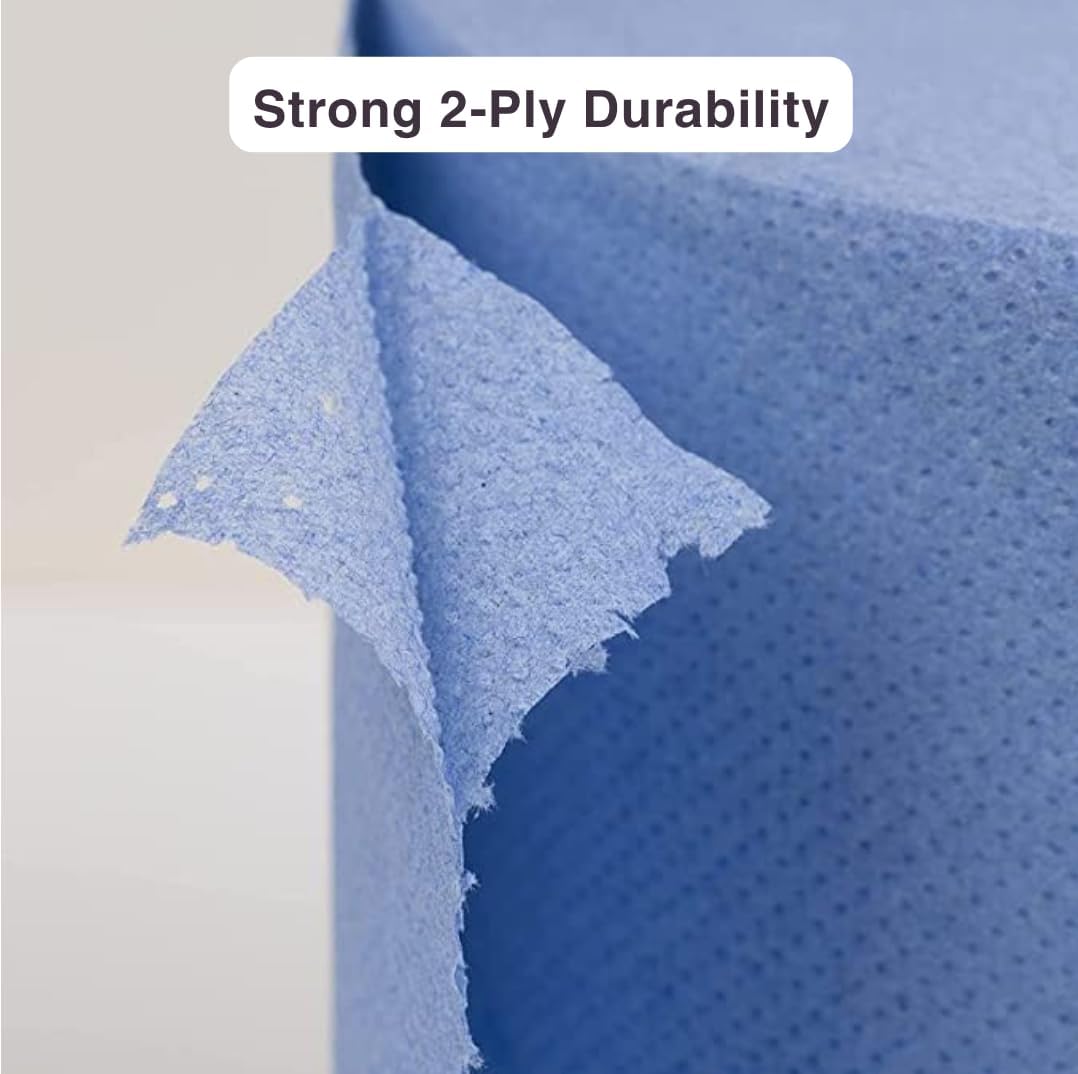 Bargain Factory Blue CENTREFEED Rolls 2 PLY 12 Pack Paper Towels Hand Towel Tissue Premium Quality Wall Mounted Lockable Rolls 100m