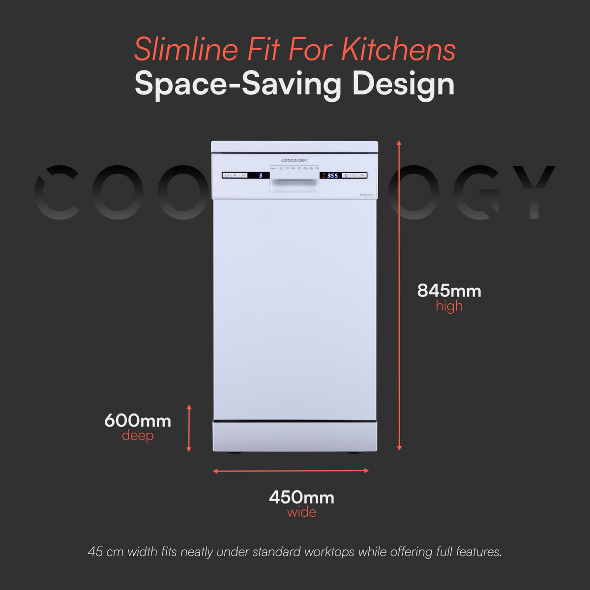 Cookology 45cm Slimline Under-Counter Dishwasher - Stainless Steel