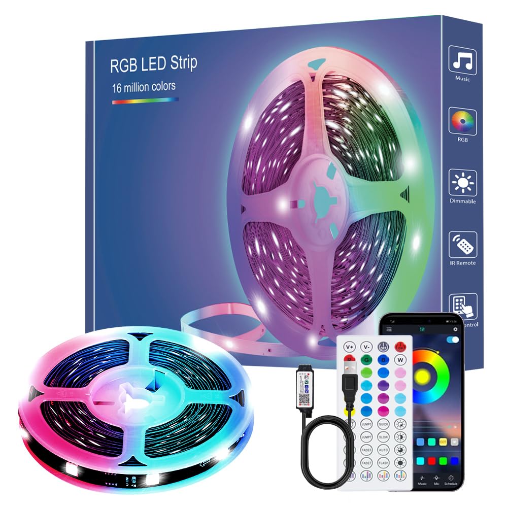Led Strip Lights 1M/3.28ft, TV LED Backlight with Smart App Control Remote, 5050 RGB Music Sync Colour Changing, USB Smart LED Strip Light for TV,Computer, Monitor, Bedroom, Party and Home Decoration