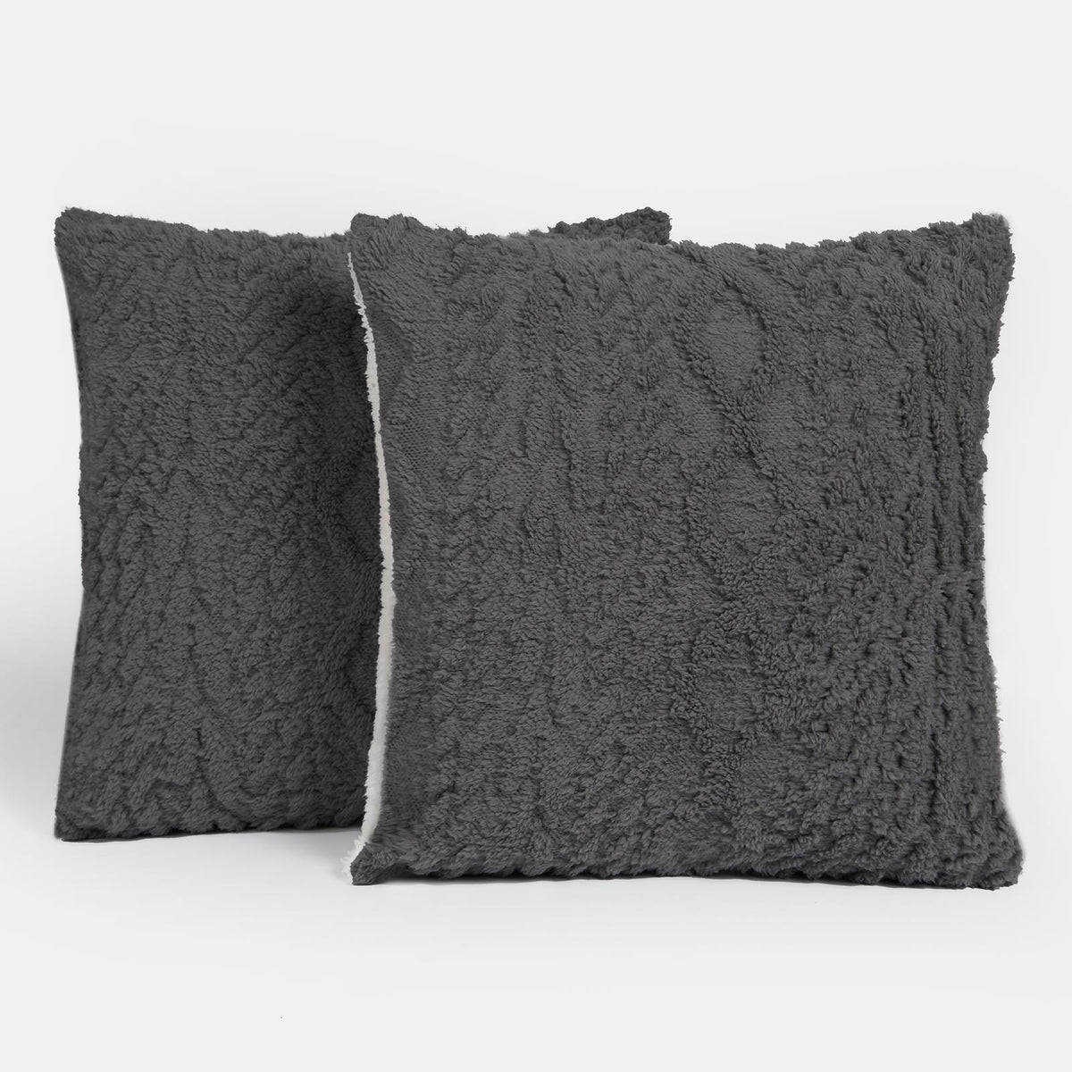 OHS Cable Knit Cushion Covers 2 Pack Sherpa Square Pillowcases Home Decor