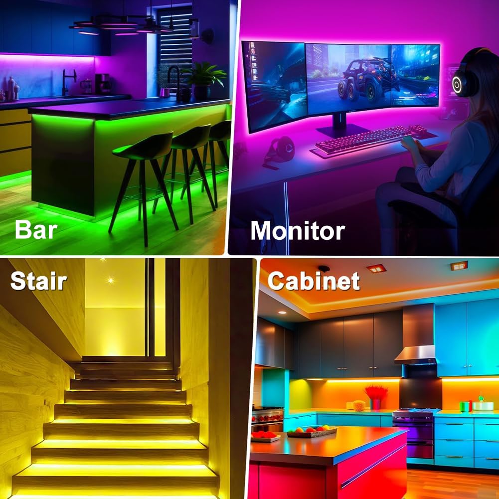 Led Strip Lights 1M/3.28ft, TV LED Backlight with Smart App Control Remote, 5050 RGB Music Sync Colour Changing, USB Smart LED Strip Light for TV,Computer, Monitor, Bedroom, Party and Home Decoration