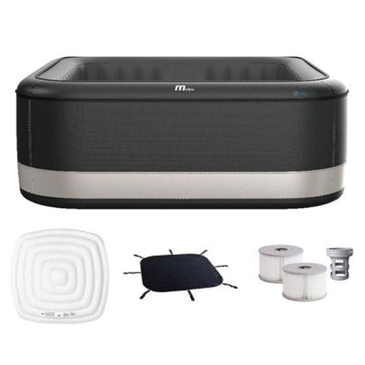M Spa Portland Square Inflatable Hot Tub — 930L, Bubble Massage, Anti-Ice System | 4-6 People