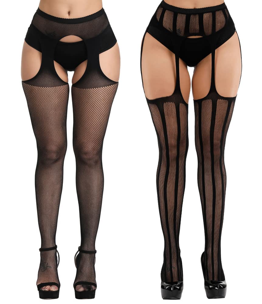 E-Laurels Womens Fishnet Tights Stockings Black Pantyhose Fish Net Plus Size