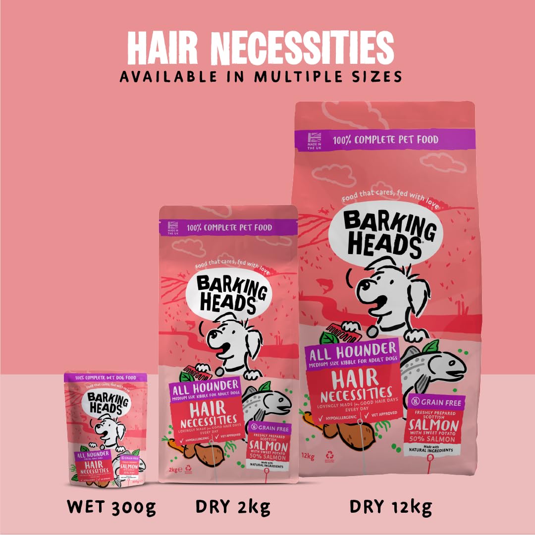 Barking Heads Adult Dog Food Wet Pouches Variety Pack Natural & Grain-Free with No Artificial Flavours Plus Added Vitamins & Minerals 6 x 300g