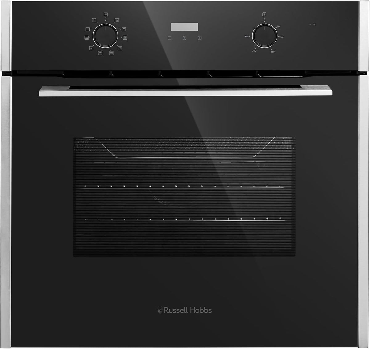 Russell Hobbs Built-in Multifunctional Electric Fan-Assisted Oven 70L in Black with 10 Functions, Double-Glazed Door, A Energy Rating, Grill Function, LED Clock & Timer, Easy-Clean Interior, RHEO7011B