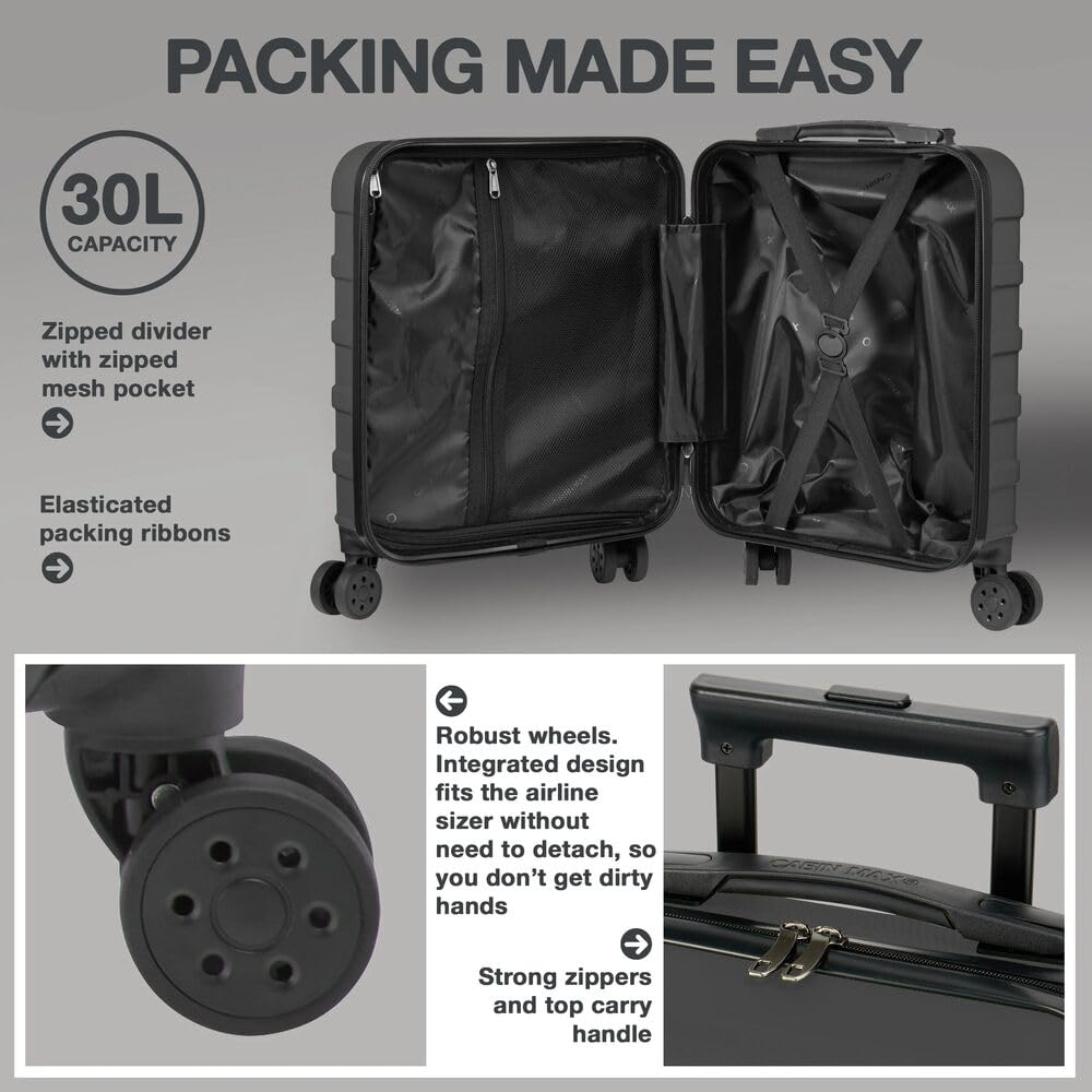 Cabin Max Cabin Suitcase Large for Ryanair, Easyjet 55x40x20 Hand Luggage