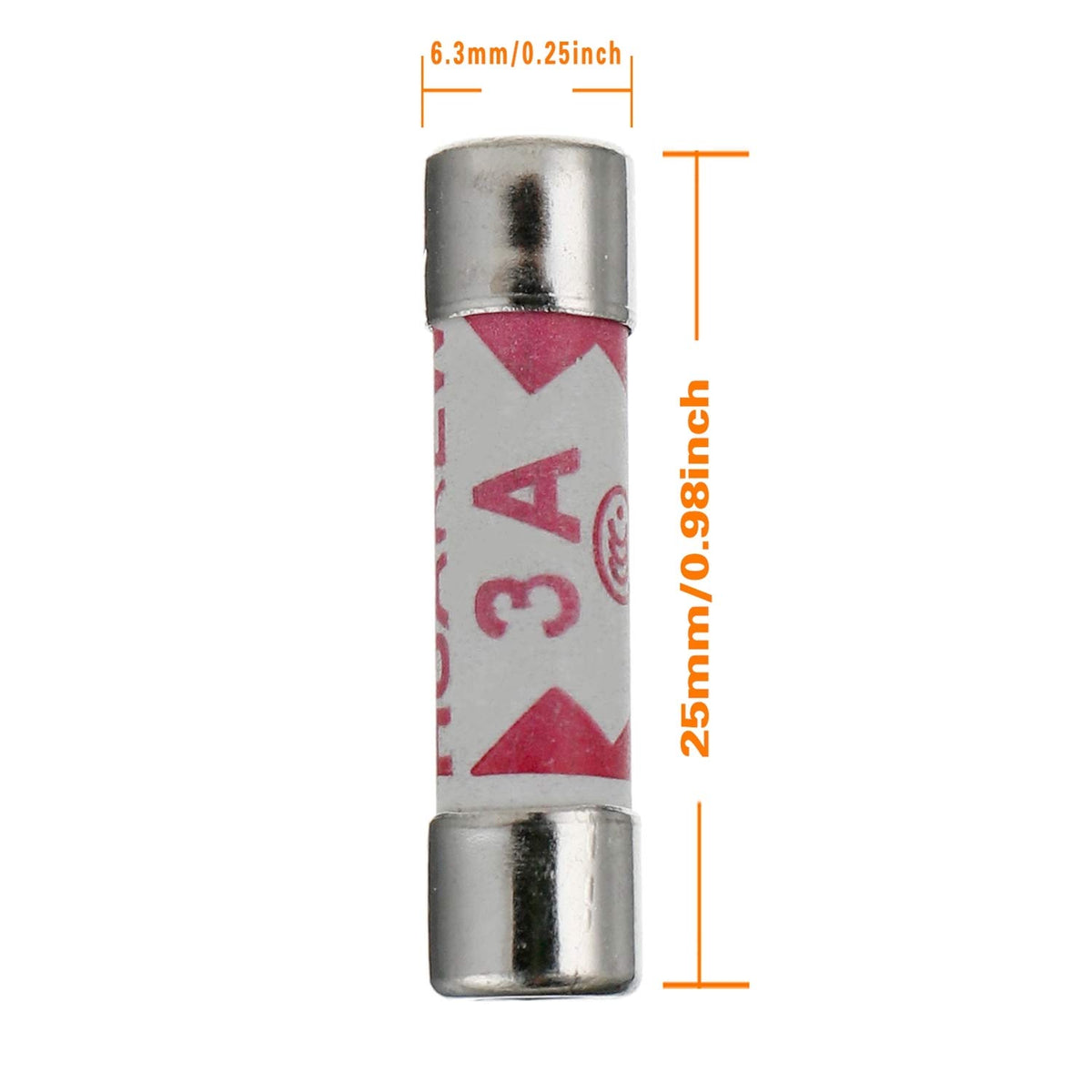 5 Values 100 Pcs 6.3x25 mm BS1362 1 3 5 10 13 A amp 240 V volt 0.248x0.984 Inch Ceramic Tube Fuses Assortment Kit