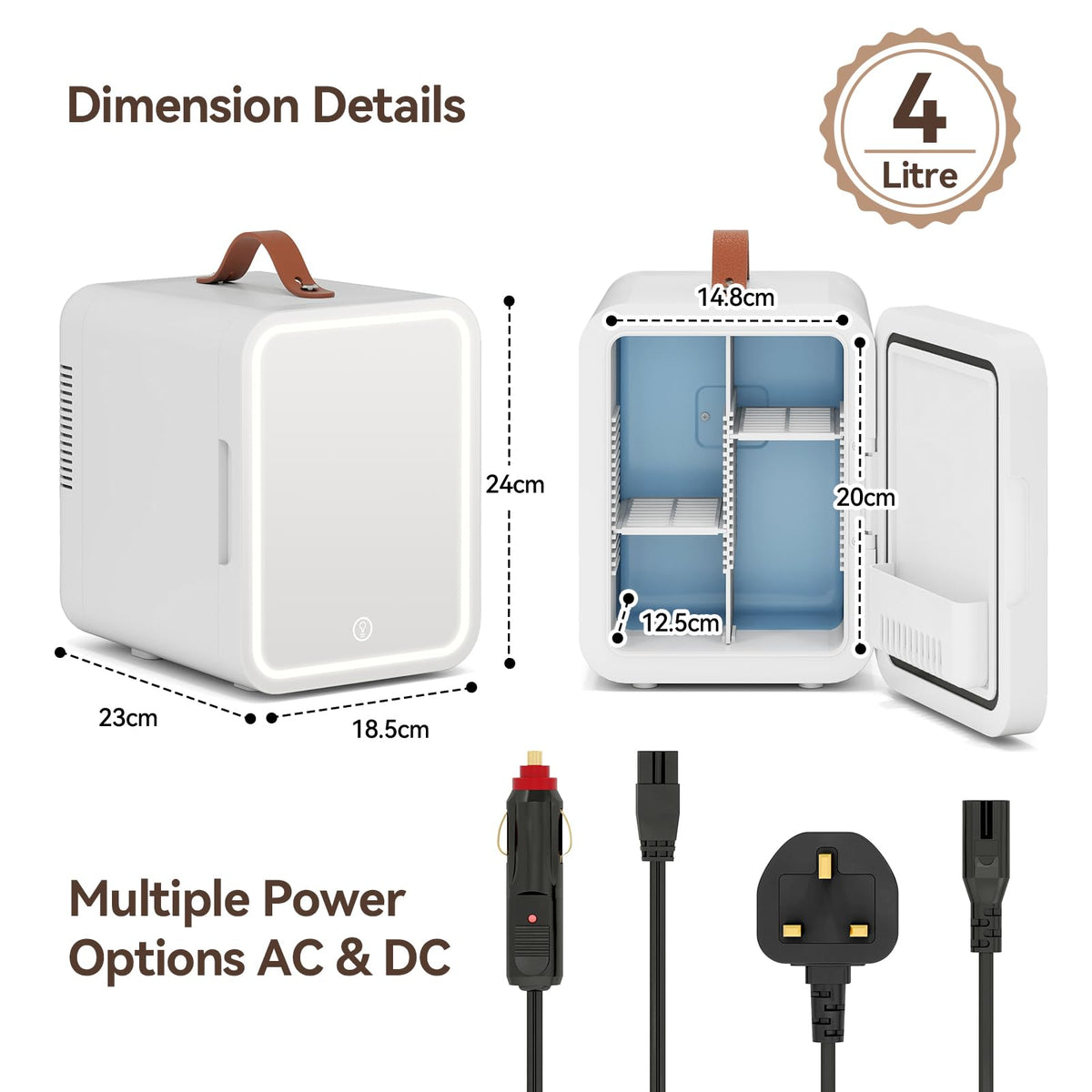 4 Liter Mini Fridge for Bedrooms, Portable Beauty Refrigerator