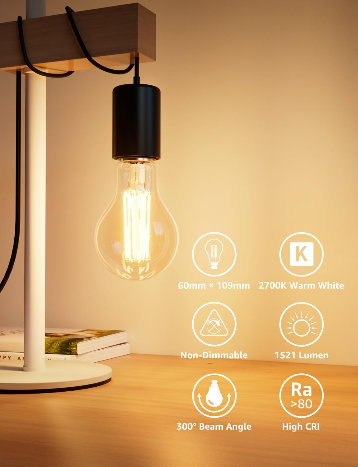 Lepro 1520lm Bayonet Light Bulb A-Rated, 7.2W = 100W, Warm White, Pack of 4