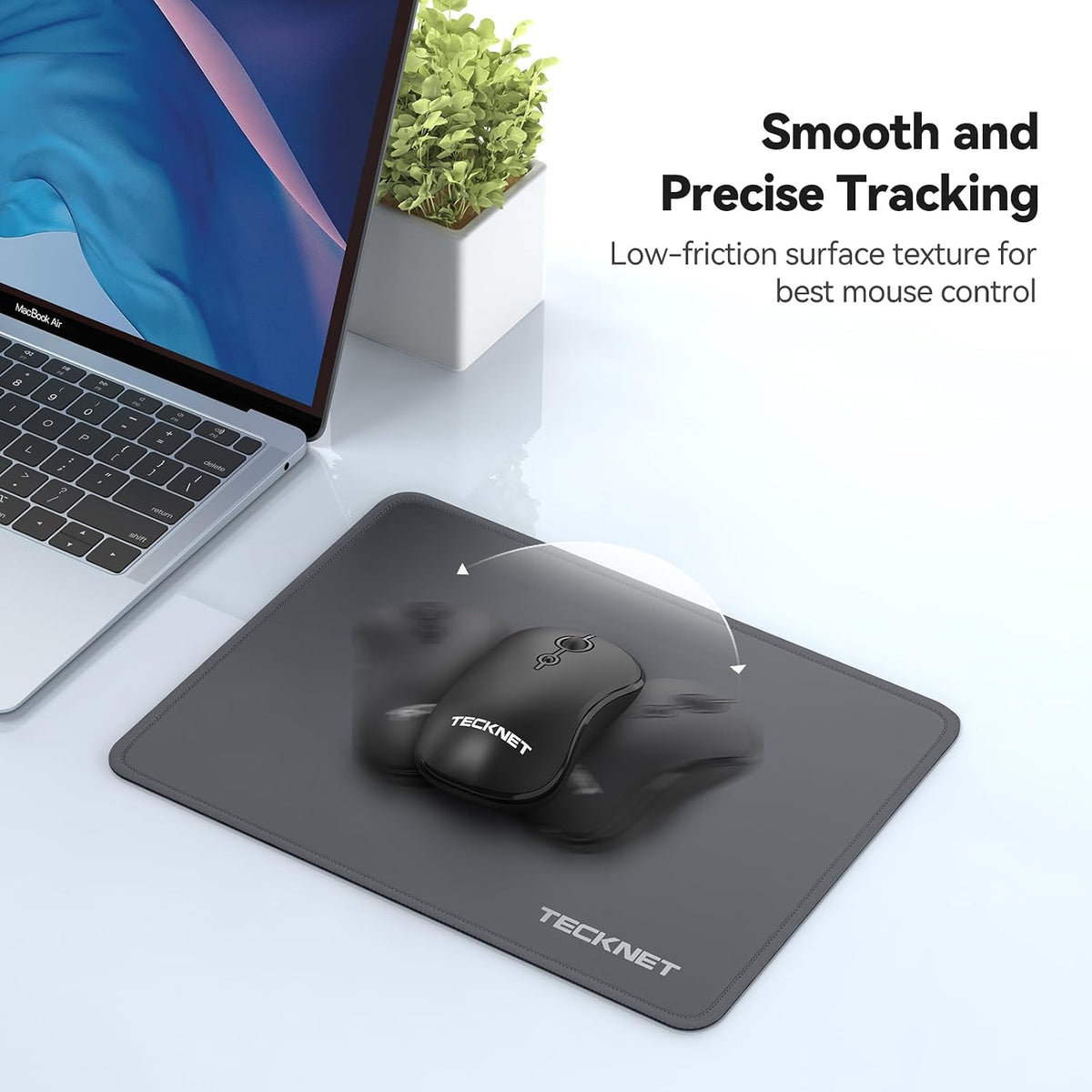 TECKNET Mouse Mat, 270 x 210 x 3 mm Gaming Mouse Pad - Grey