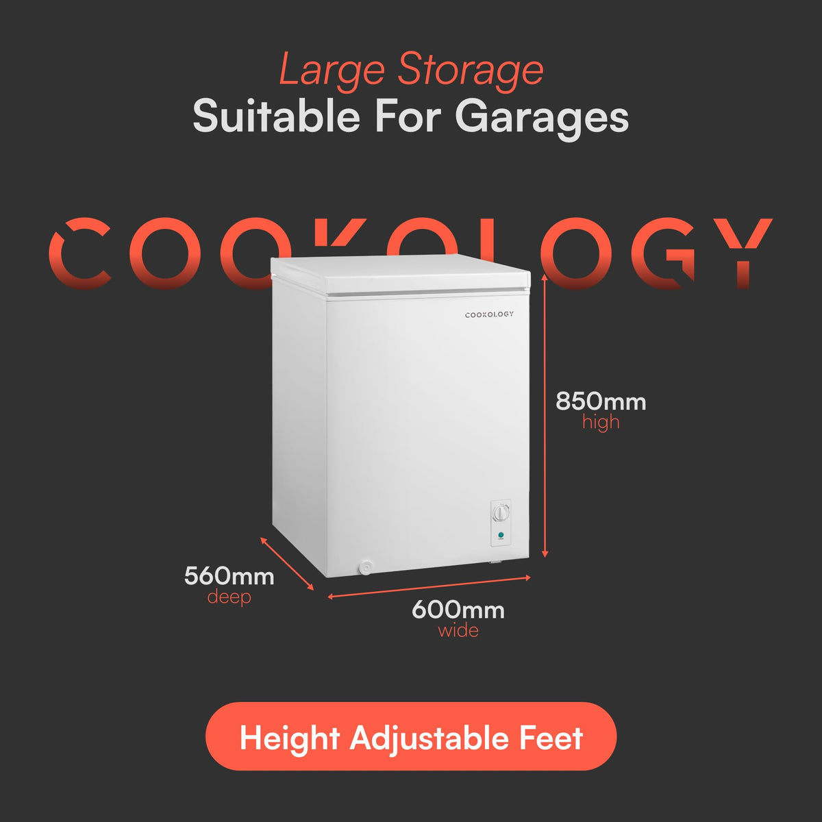 Cookology 99L Freestanding Chest Freezer - Adjustable Feet - White