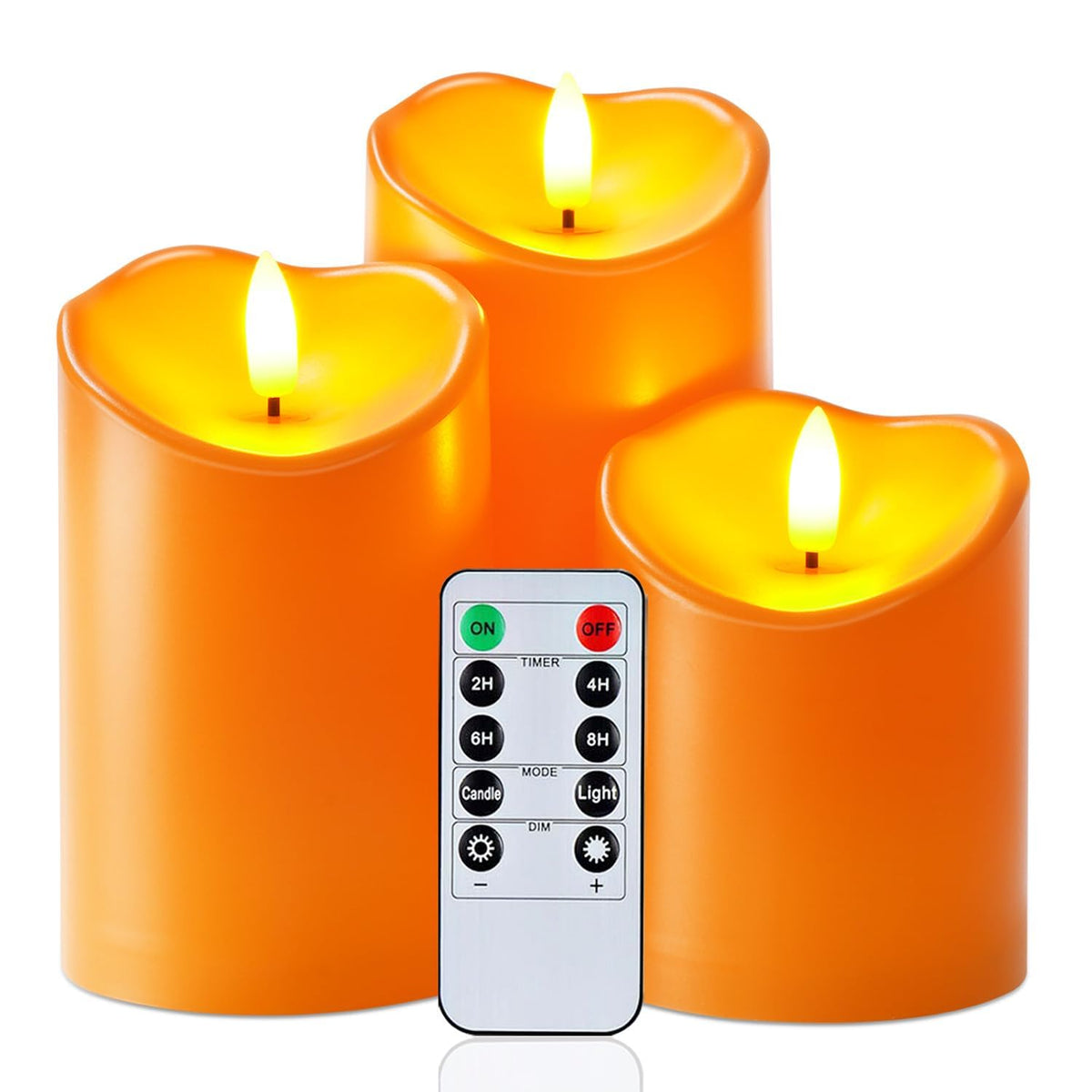Homemory Outdoor Waterproof Flameless Candles, Dark Ivory, Set of 2, D 3"