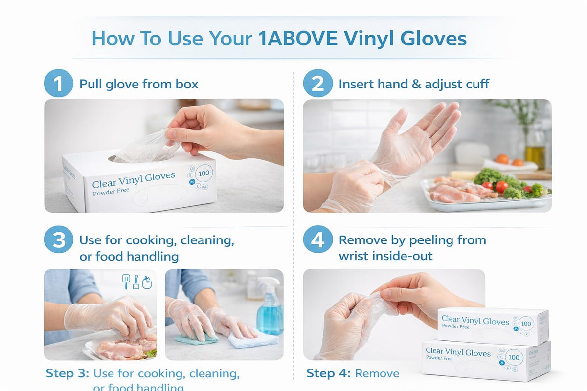 1ABOVE 100 Clear Vinyl Gloves Medium Latex-Free Powder-Free