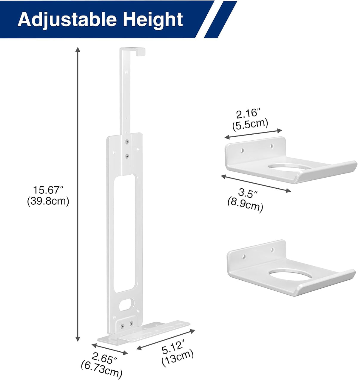 pickpiff PS5 Wall Mount Bracket, Compatible with All PlayStation 5 Models (Disc, Digital, Slim & Pro), Adjustable Console Holder with 2 Controller Holders, White