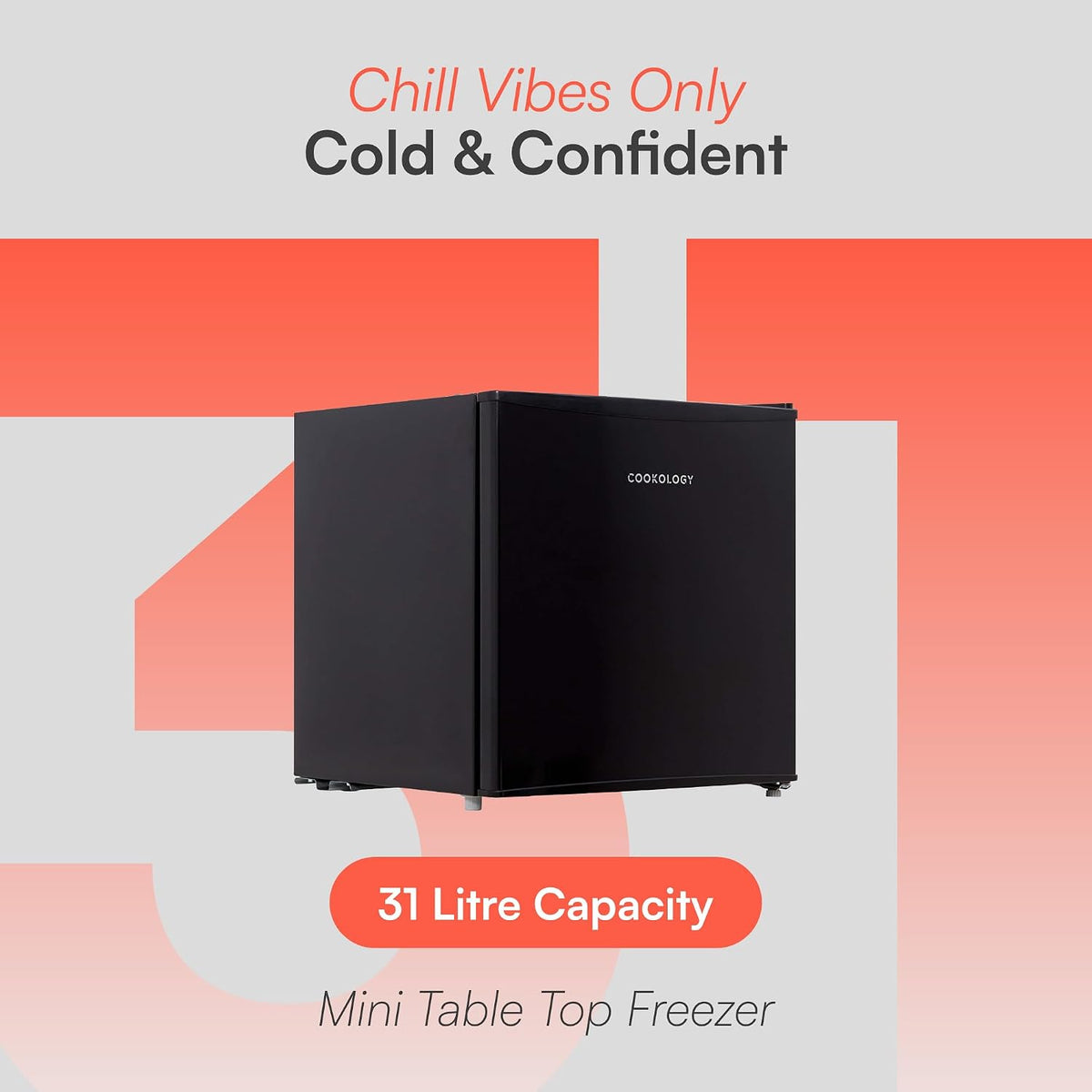 Cookology 31L Tabletop Mini Freezer - Adjustable Legs - Black