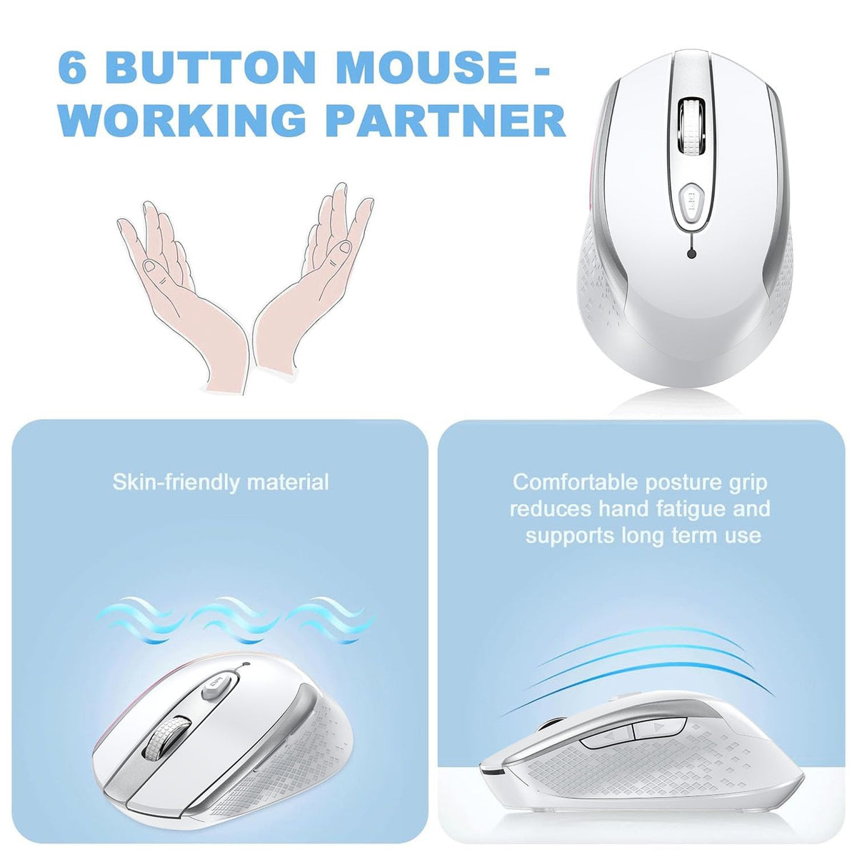 cimetech Wireless Mouse for Laptop, Portable Slim Silent Design for Left & Right Hand Users, Storable Nano Receiver, 800-1600 DPI, 2.4G Compact Computer Mice for MacBook, PC, Windows, Chromebook