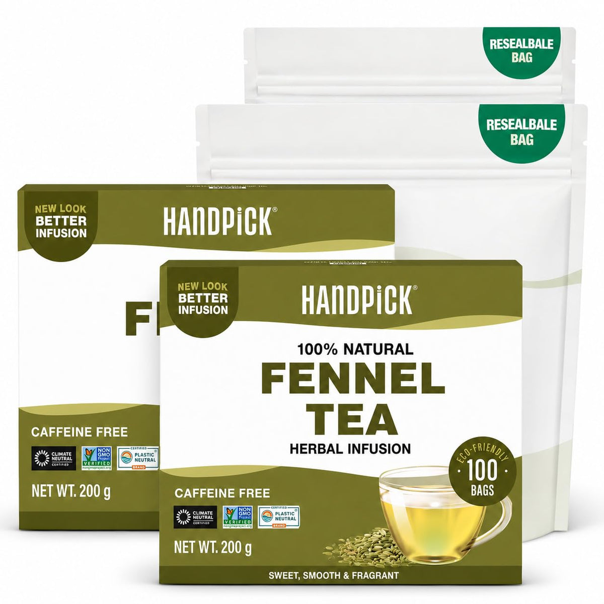HANDPICK, Spearmint Tea Bags (100 Count), Spearmint Leaf Tea Bags