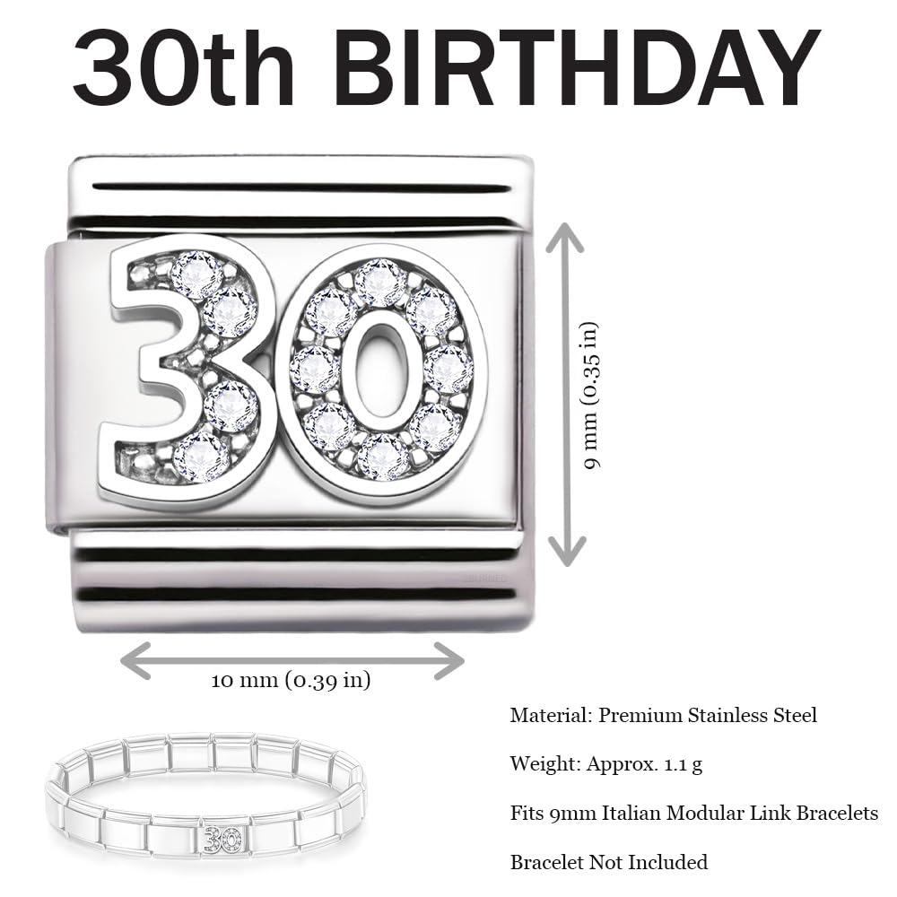 Italian Charm Link Number Birthday Milestones fit 9mm bracelet