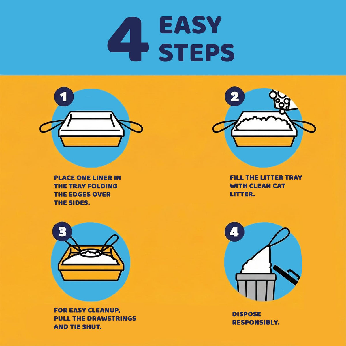 Pettiny 20 XL Cat Litter Tray Liners with Drawstrings Scratch Resistant Bags for Extra Large Litter Box