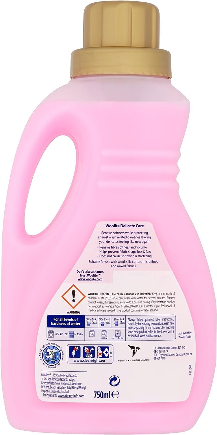Woolite Laundry Detergent Liquid, 750ml, Pack of 4, For Delicates, Hand & Machine Wash, 48 Washes
