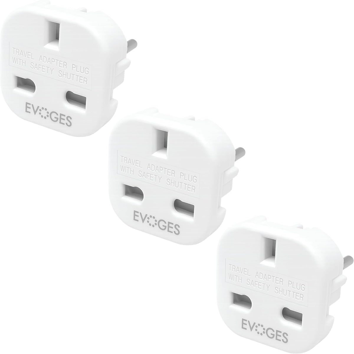 UK to European EU Travel Adapter Plug Type G to Type C,E,F, 3 Pin to 2 Pin Travel Europe White (Pack of 3)