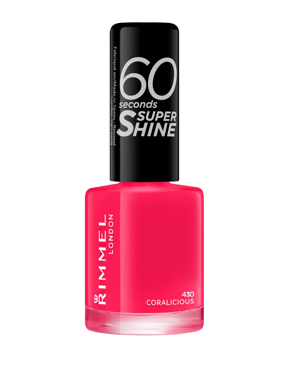 Rimmel 60 Seconds Super Shine Nail Polish, 740 Clear, Quick-Dry Nail Polish, Ultra-Shiny Finish, Easy to Apply, Vibrant Colour, Long-Wearing, Improved Formula, Vegan, 8ml