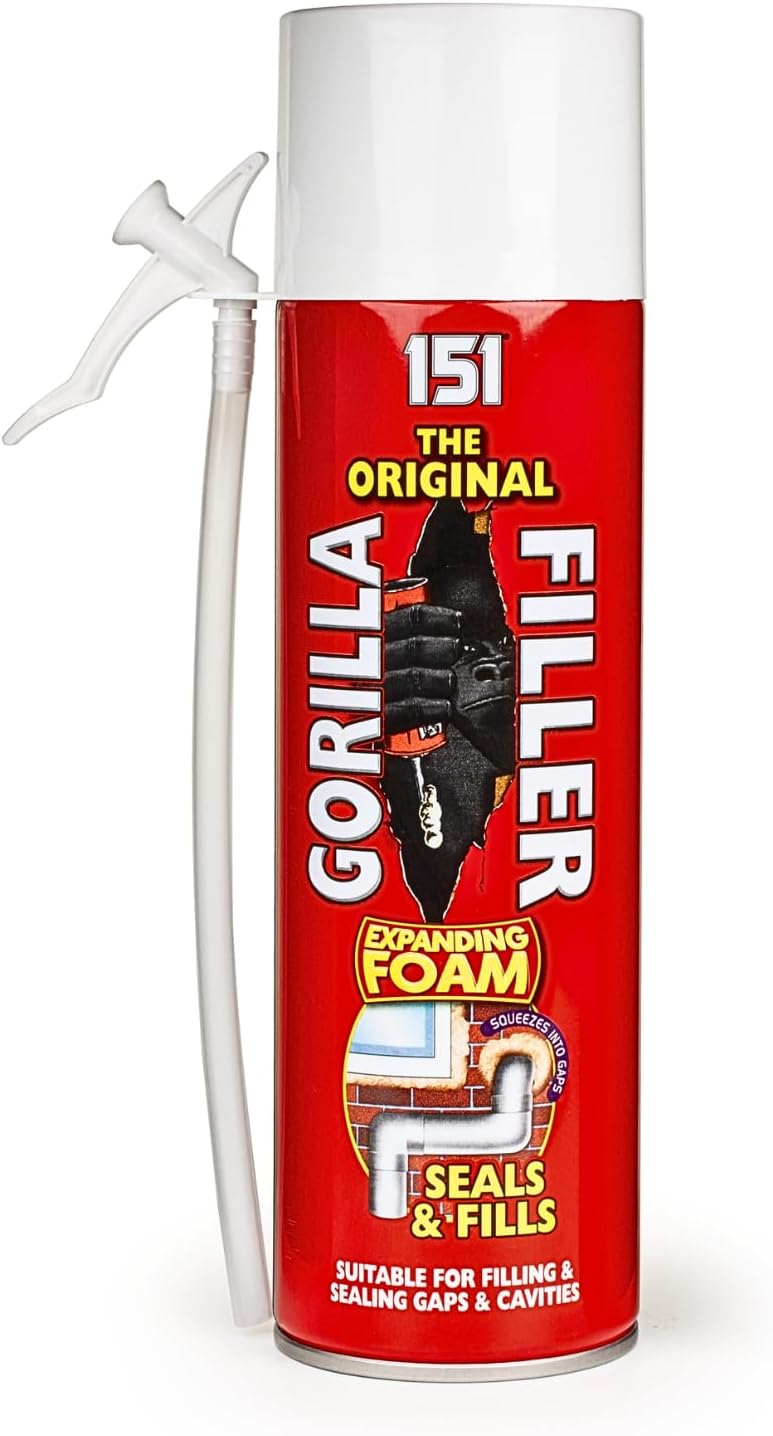 Gorilla Filler 500ml - Expanding Foam Filler | Weatherproof - Ideal for Pipes, Windows, Doors (For Internal & External Use) 500ml