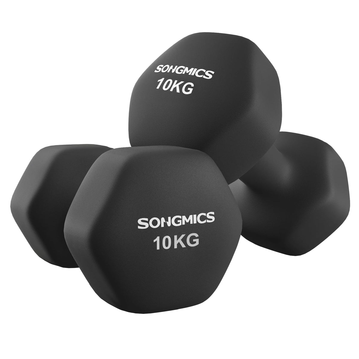 SONGMICS Set of 2 Hex Dumbbells with Neoprene Coating for Strength Training, Fitness, Home Workout