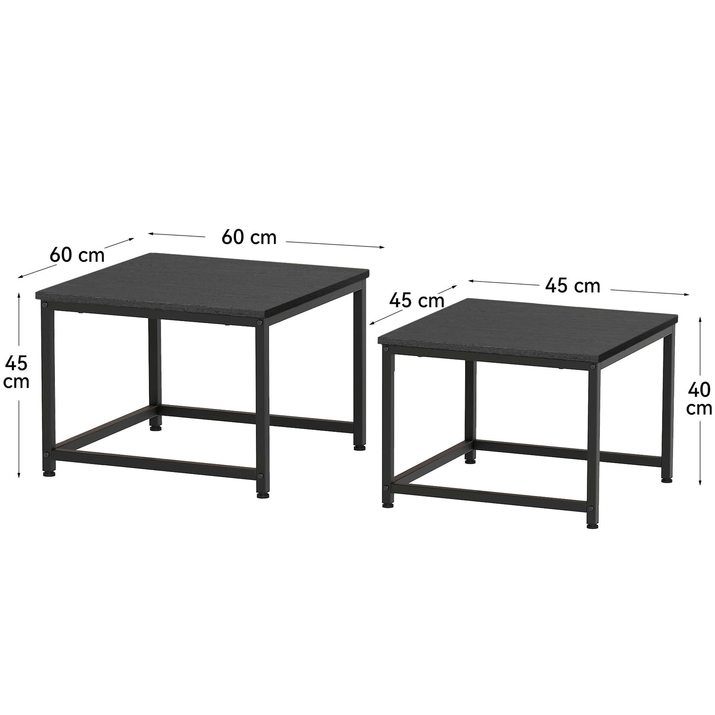 Hawthyhome Coffee Tables, Round Nesting Tables Tet of 2, Modern Side Tables with Metal Frame, Industrial Stacking End Tables for Living Room Bedroom Office, 60 * 60 * 45cm, Brown