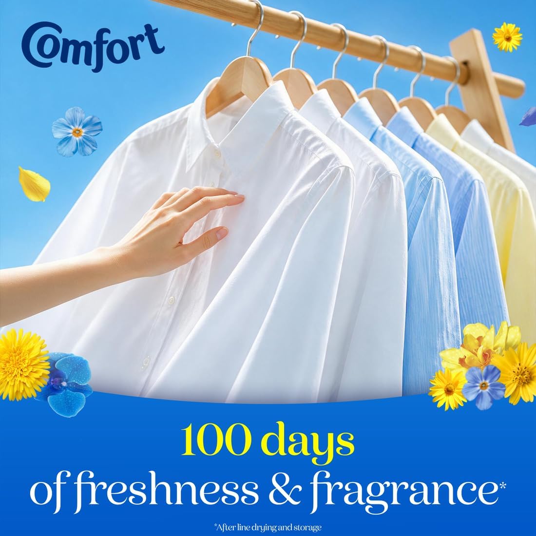 Comfort Fresh Blue Skies Fabric Conditioner Softener with Motion-Activated Fragrance Technology 100 Days of Freshness 160 washes (4.8 L)