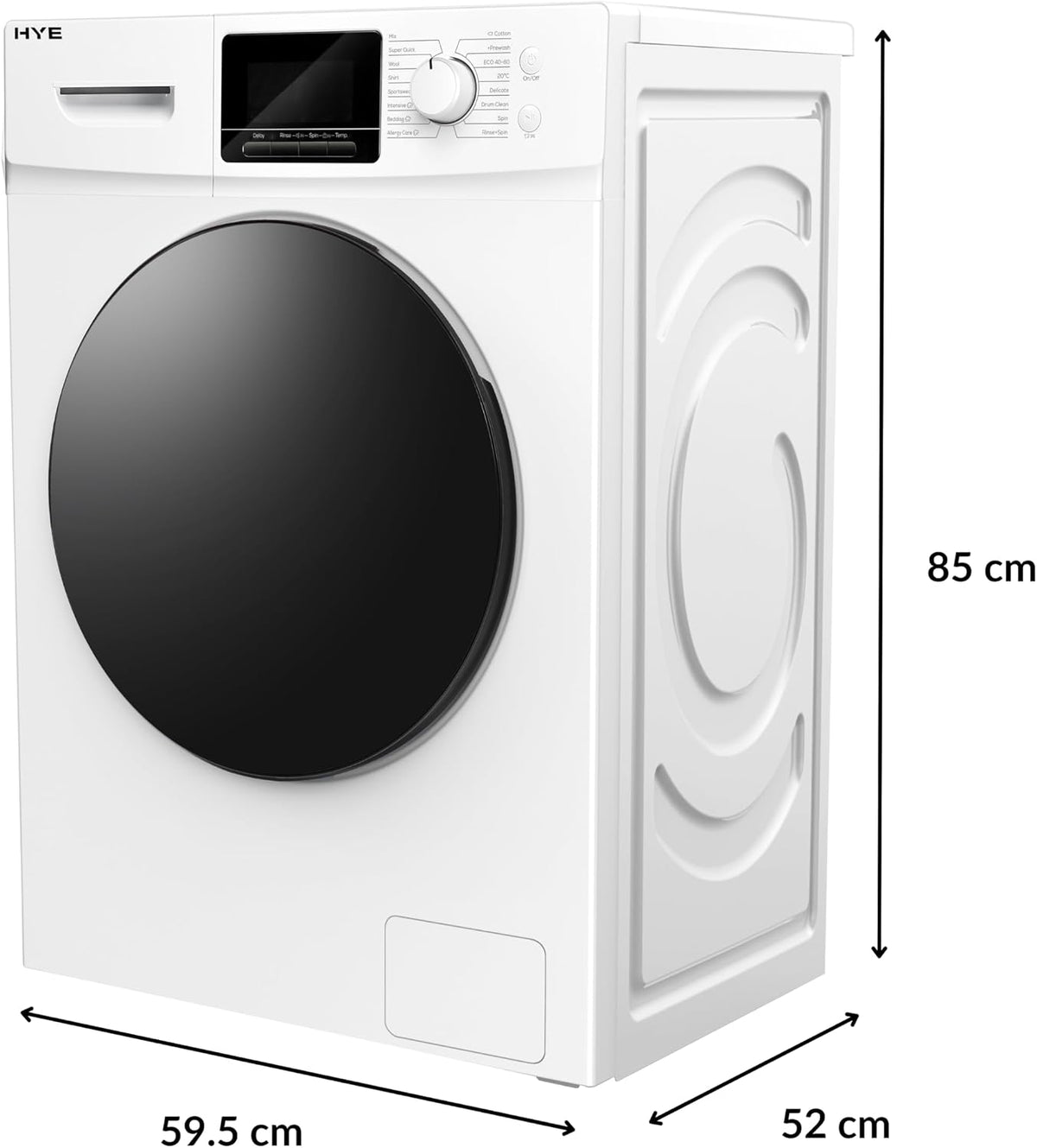 HYE Washing Machine - 8KG Drum, 1400RPM, White