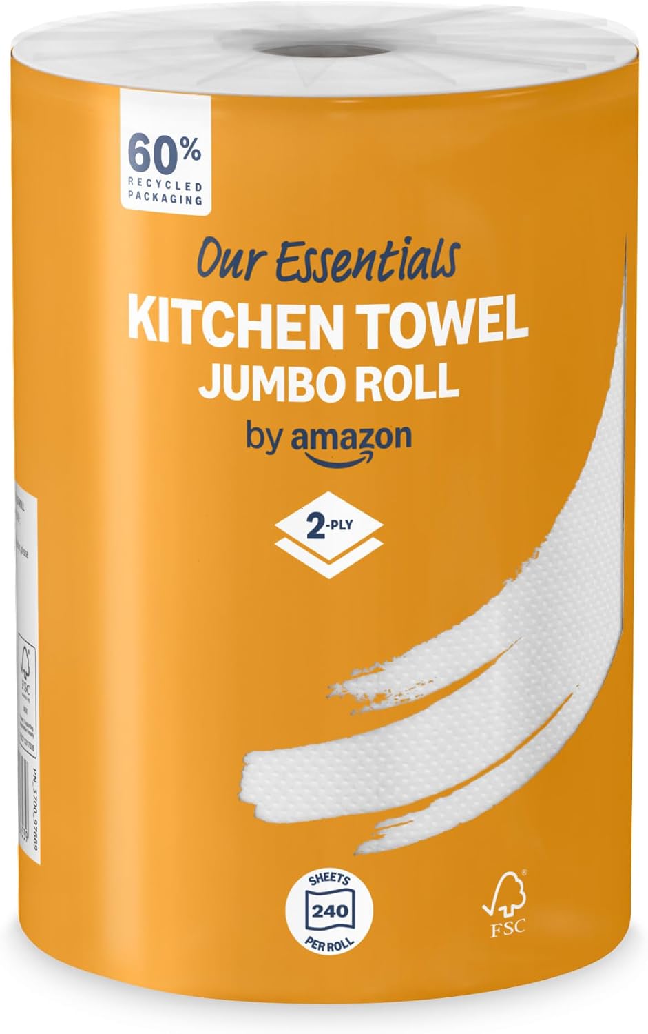Our Essentials by Amazon Kitchen Towel Jumbo Roll 1 Pack, 2-Ply, 240 Sheets