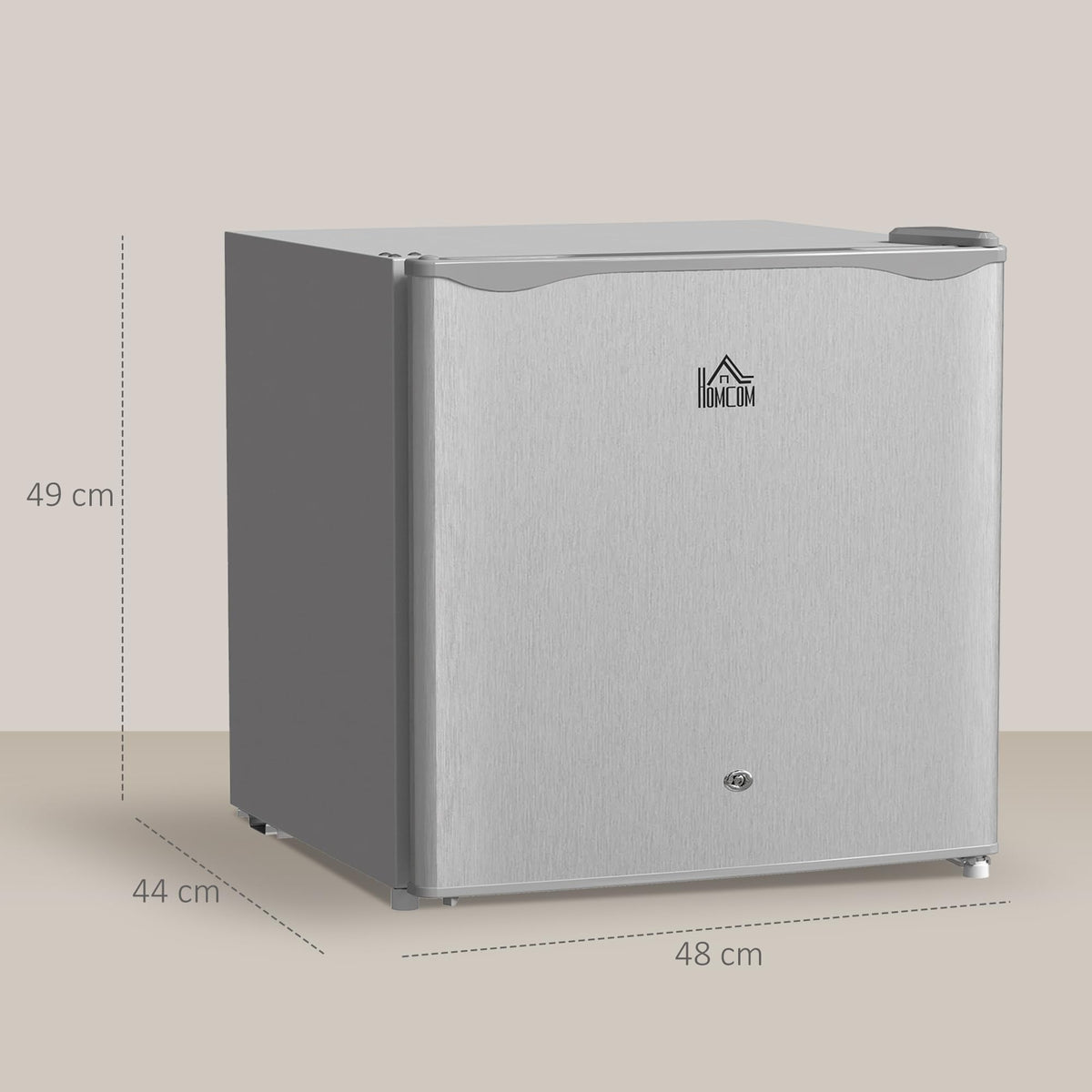 HOMCOM 46L Table Top Mini Fridge with Ice Box, Reversible Door, Cream