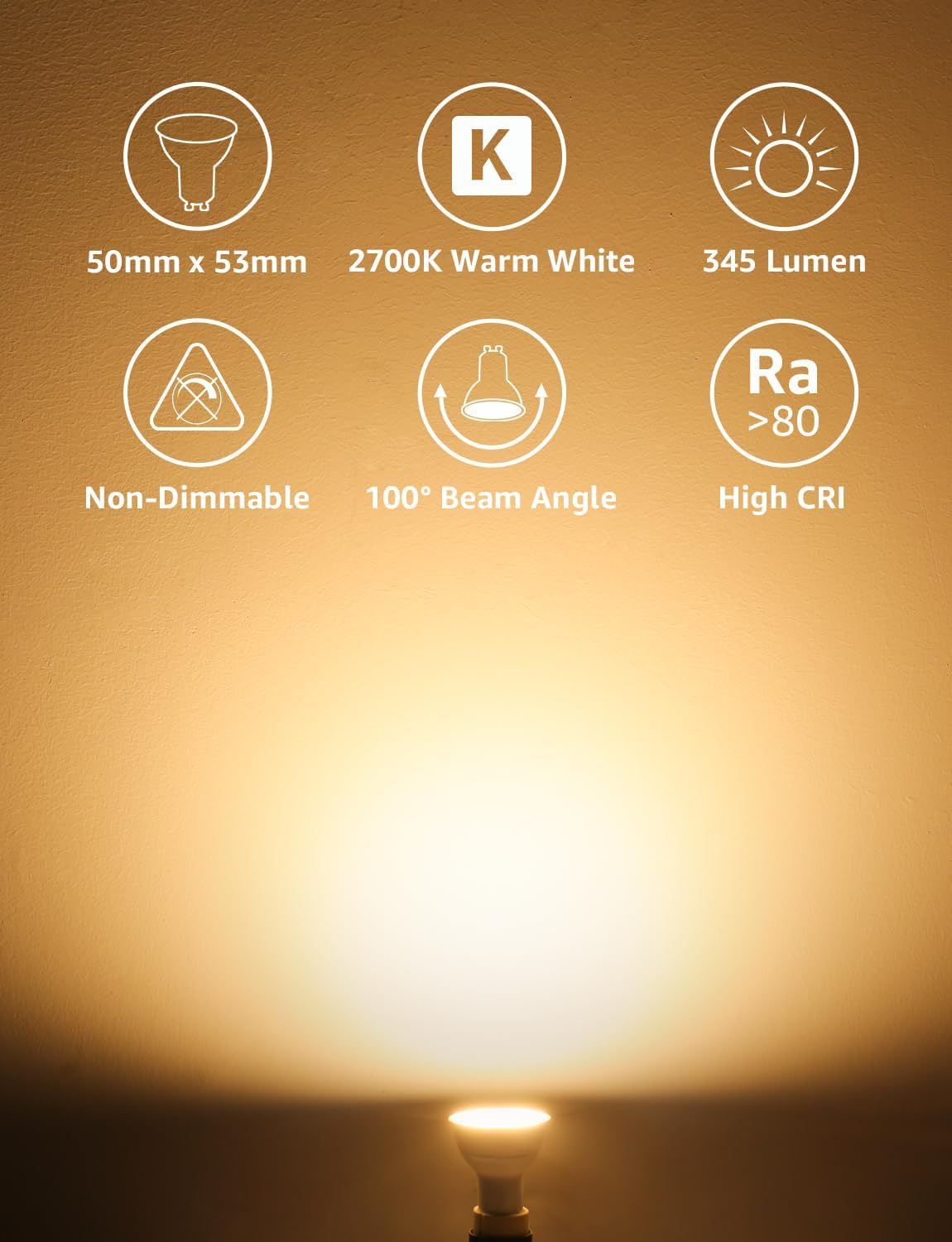 Lepro GU10 LED Bulbs, Warm White 2700K, 4.5W, 50W Equivalent, Pack of 5