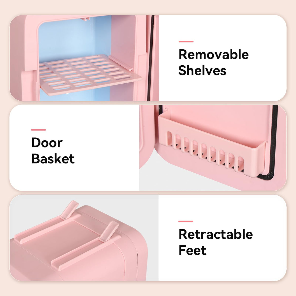 ARTETHYS Mini Fridge for Bedrooms, 8L Skincare Fridge with LED Mirror