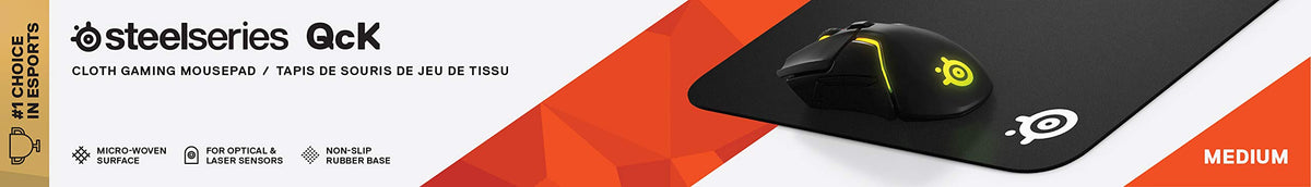 SteelSeries QcK Edge Cloth Gaming Mouse Pad - Never-fray Stitched Edges - Optimized For Gaming Sensors - Size L (450 x 400 x 2mm) - Black
