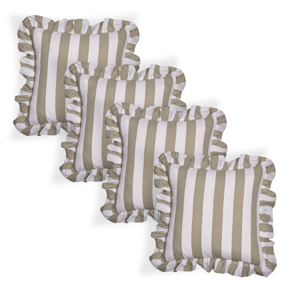 OHS Stripe Frill Cushion Covers Microfibre Square Pillowcases Home Decor