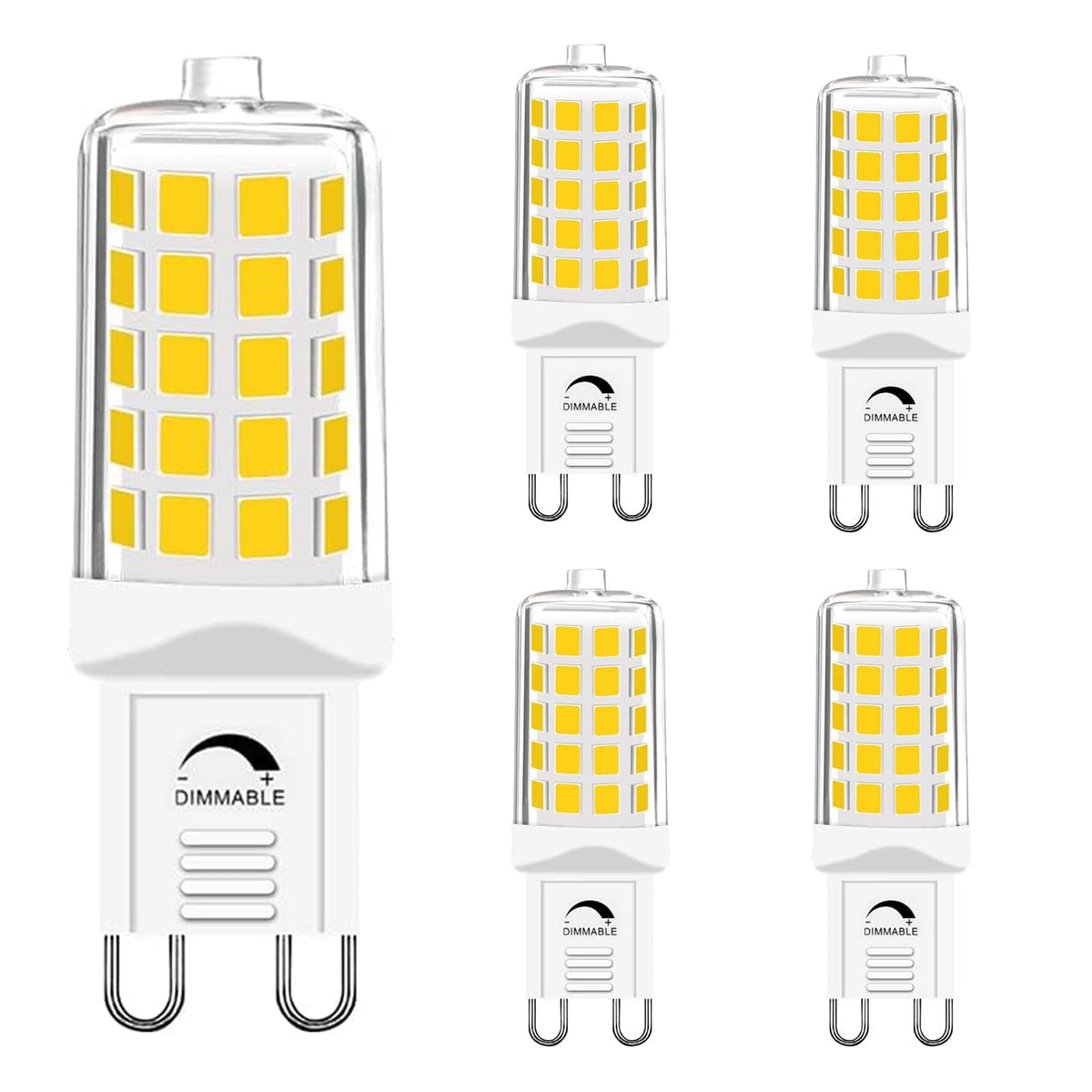 G9 LED Bulbs Dimmable Warm White 2700K, 230V 4W 450Lm T4 LED Bulb Equivalent to 40W Halogen Lamp, G9 Led Bulb No-Flickering Energy Saving for Chandelier, Ceiling Lights Home Lighting Decor 5Pcs